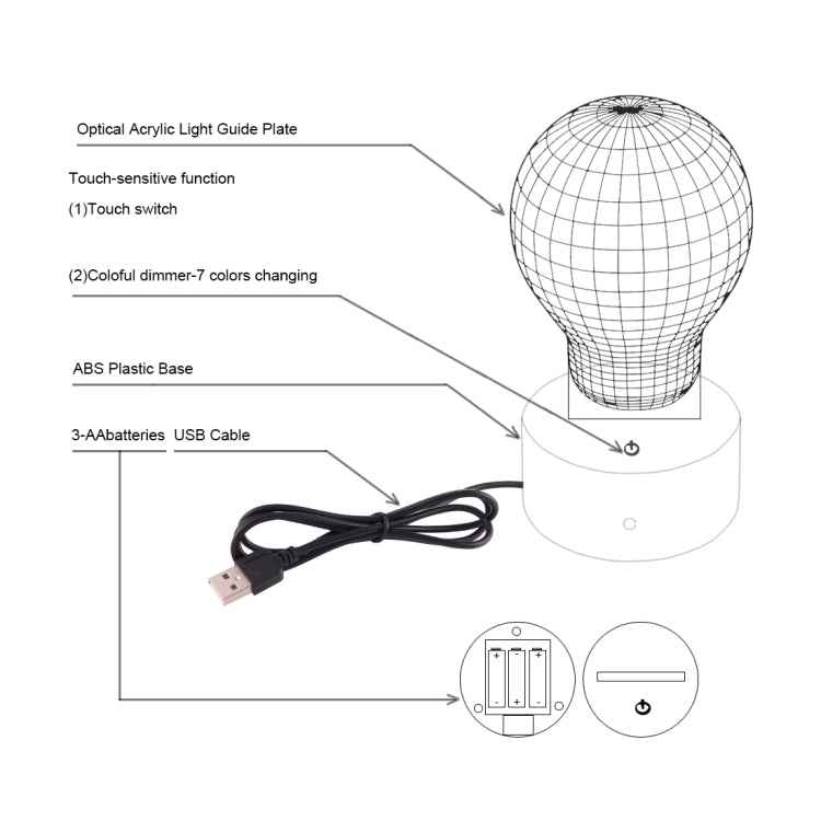 7 Colour Discoloration Creative Visual Stereo Lamp Desk Lamp Night Light, Trumpet Shape