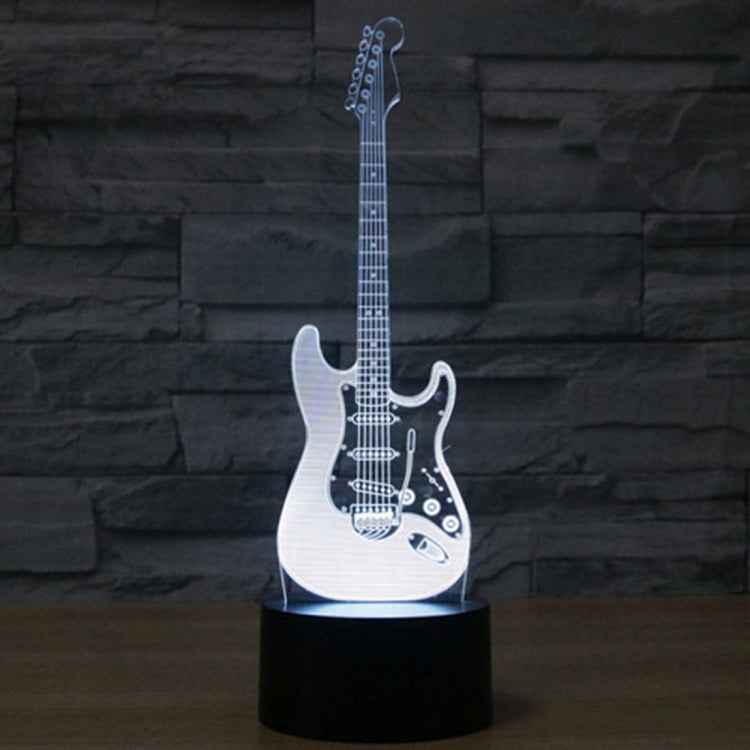 7 Color Discoloration Creative Visual Stereo Lamp Desk Lamp Night Light, Electric Guitar Shape