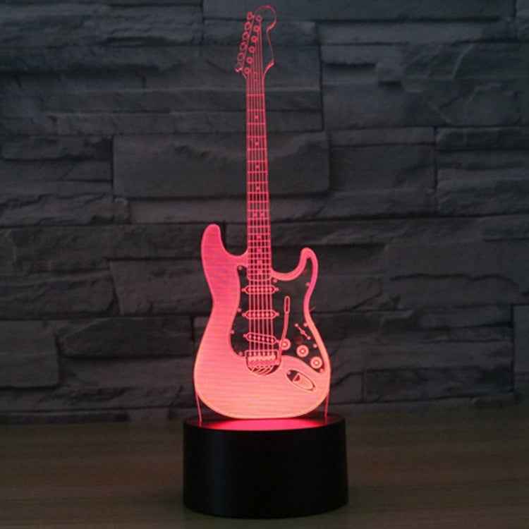 7 Color Discoloration Creative Visual Stereo Lamp Desk Lamp Night Light, Electric Guitar Shape