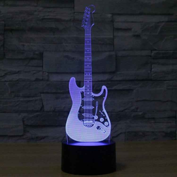 7 Color Discoloration Creative Visual Stereo Lamp Desk Lamp Night Light, Electric Guitar Shape