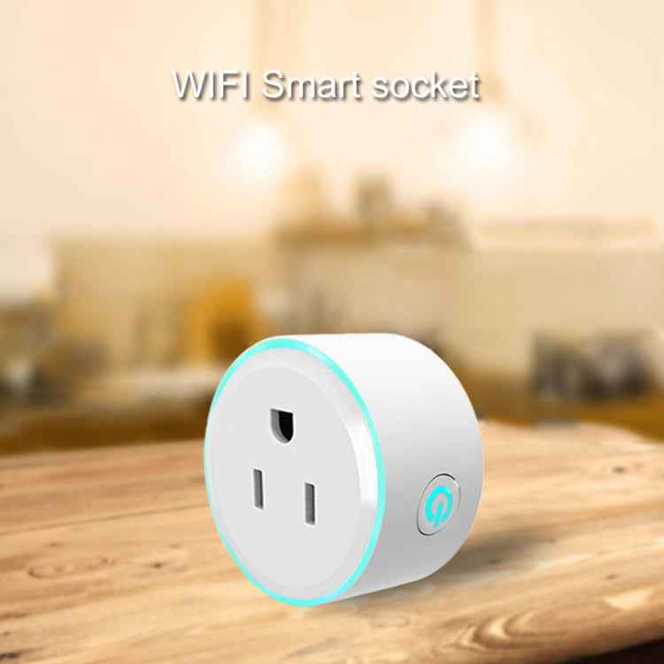 10A Round Shape WiFi 2.4GHz Mini Plug APP Remote Control Timing Smart Socket Works with Alexa & Google Home & Colorful Breathing Light, AC 100-240V, US Plug