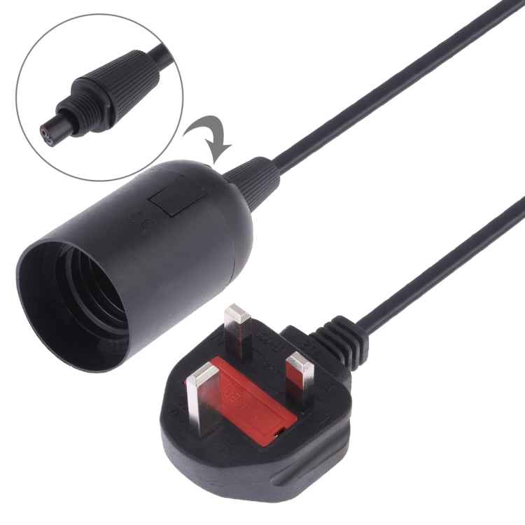 E27 Wire Cap Lamp Holder Chandelier Power Socket with 1.8m Extension Cable, Big UK Plug