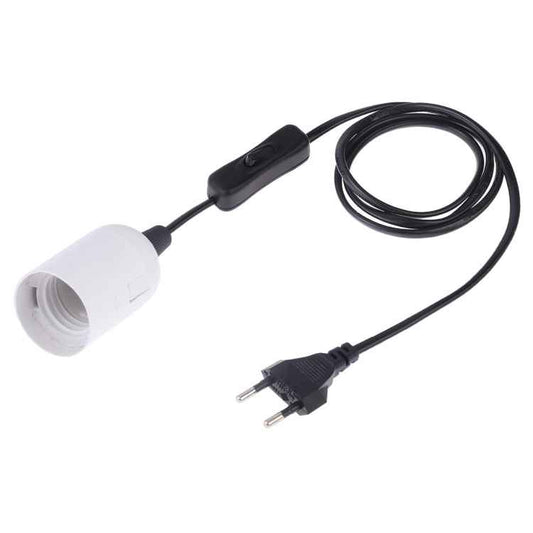 E27 Wire Cap Switch Lamp Holder Chandelier Power Socket with 1.2m Extension Cable, Small UK Plug