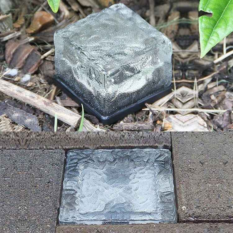 Solar Powered Square Tempered Glass Outdoor LED Buried Light Garden Decoration Lamp IP55 Waterproof，Size: 7 x 7 x 5cm