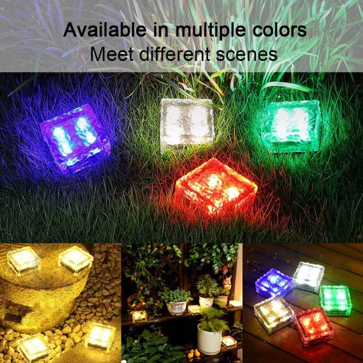 Solar Powered Square Tempered Glass Outdoor LED Buried Light Garden Decoration Lamp IP55 Waterproof，Size: 7 x 7 x 5cm