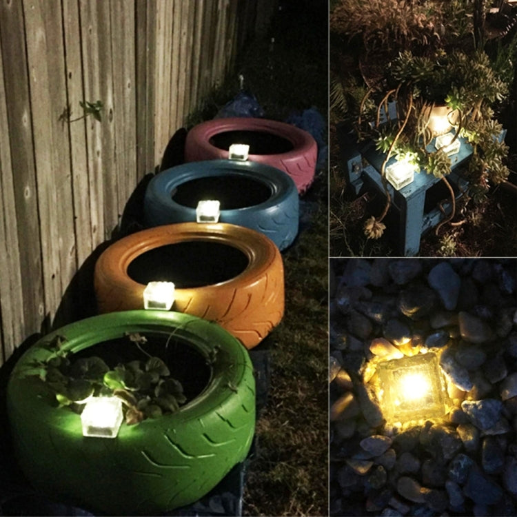 Solar Powered Square Tempered Glass Outdoor LED Buried Light Garden Decoration Lamp IP55 Waterproof，Size: 10 x 10 x 5.2cm, 10 x 10 x 5.2cm