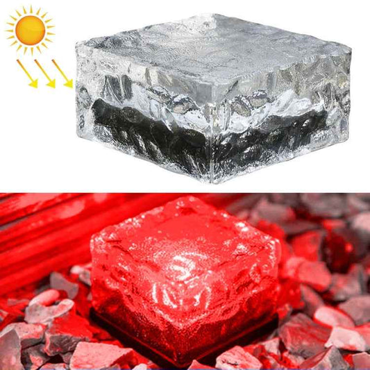 Solar Powered Square Tempered Glass Outdoor LED Buried Light Garden Decoration Lamp IP55 Waterproof，Size: 10 x 10 x 5.2cm