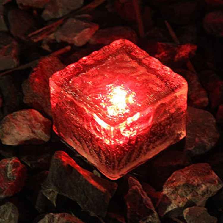 Solar Powered Square Tempered Glass Outdoor LED Buried Light Garden Decoration Lamp IP55 Waterproof，Size: 10 x 10 x 5.2cm
