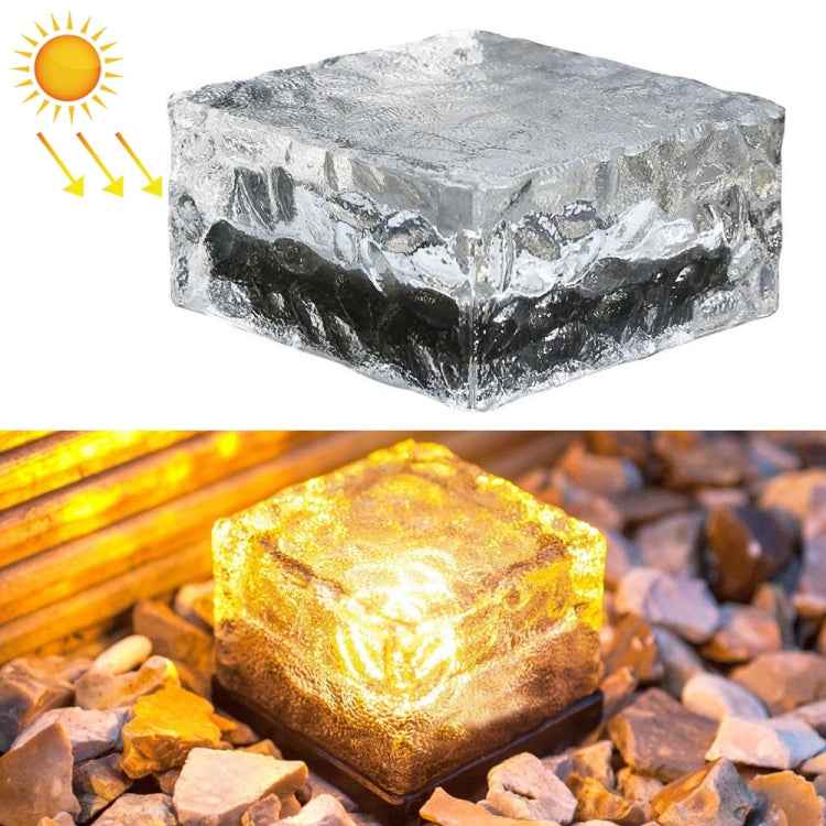 Solar Powered Square Tempered Glass Outdoor LED Buried Light Garden Decoration Lamp IP55 Waterproof，Size: 10 x 10 x 5.2cm