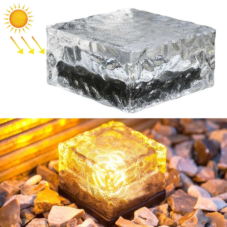Solar Powered Square Tempered Glass Outdoor LED Buried Light Garden Decoration Lamp IP55 Waterproof，Size: 10 x 10 x 5.2cm, 10 x 10 x 5.2cm