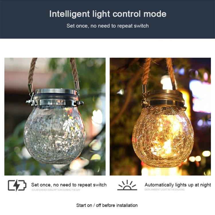Solar Energy Glass Bottle Pendent Lamp IP55 Waterproof Outdoor Garden Decoration Light