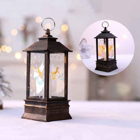 White Elk Pattern Christmas Simulation Flame LED Lamp Desktop Decoration