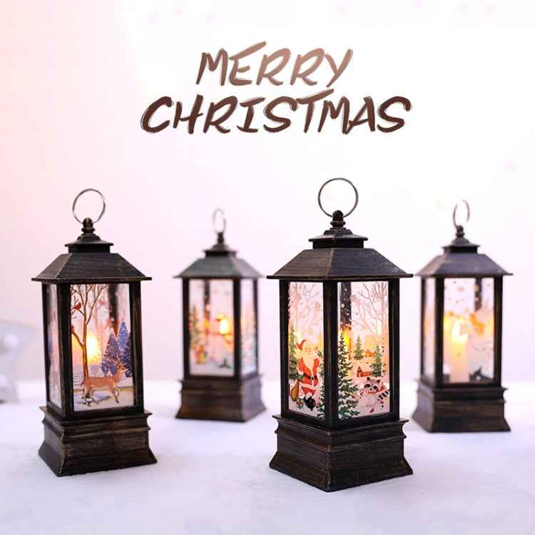 White Elk Pattern Christmas Simulation Flame LED Lamp Desktop Decoration