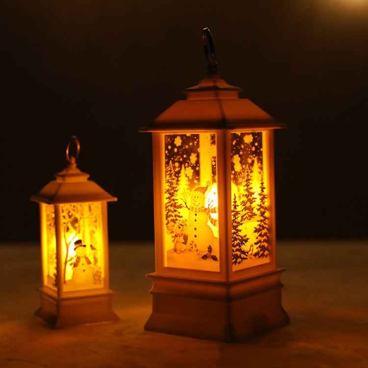 White Elk Pattern Christmas Simulation Flame LED Lamp Desktop Decoration