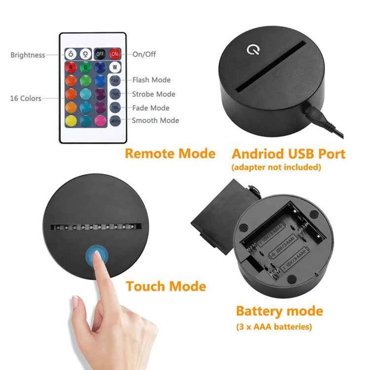 Basketball Black Base Creative 3D LED Decorative Night Light, 16 Color Remote Control Version