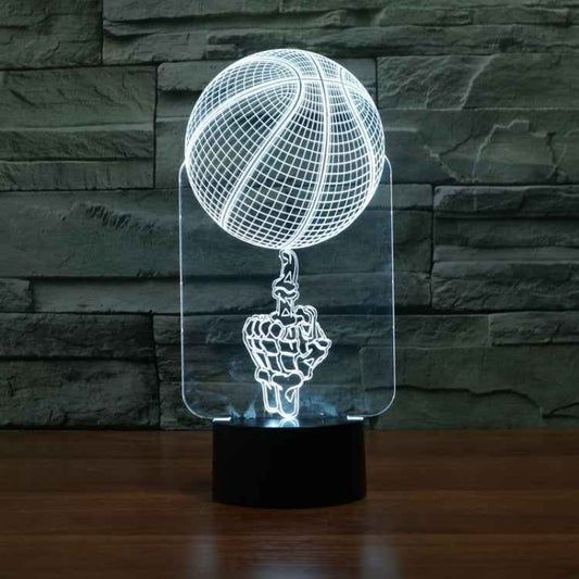 Basketball Black Base Creative 3D LED Decorative Night Light, Powered by USB and Battery