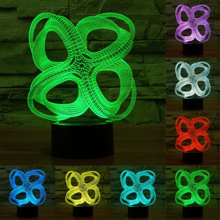 7 Color Discoloration Creative Visual Stereo Lamp Desk Lamp Night Light, Four Circle Abstract Style