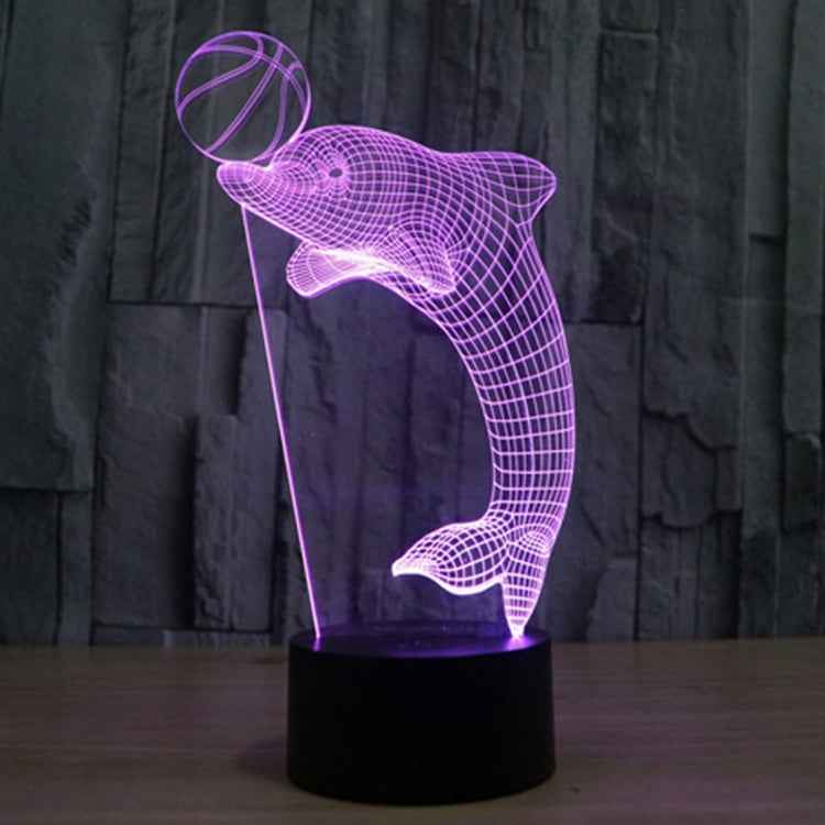 7 Color Discoloration Creative Visual Stereo Lamp Desk Lamp Night Light, Dolphin Heading the Ball Style