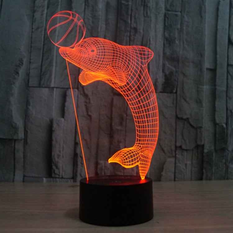 7 Color Discoloration Creative Visual Stereo Lamp Desk Lamp Night Light, Dolphin Heading the Ball Style