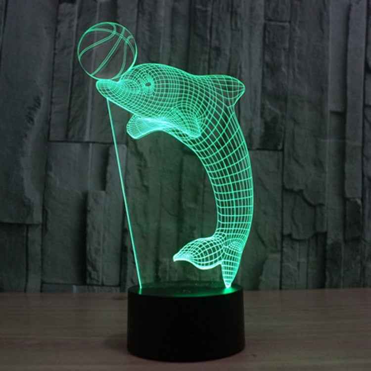 7 Color Discoloration Creative Visual Stereo Lamp Desk Lamp Night Light, Dolphin Heading the Ball Style