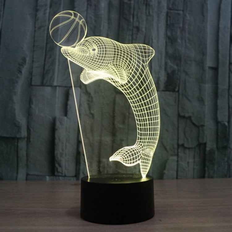 7 Color Discoloration Creative Visual Stereo Lamp Desk Lamp Night Light, Dolphin Heading the Ball Style