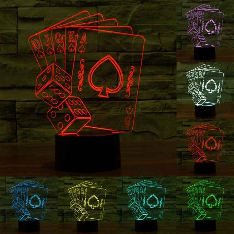 7 Color Discoloration Creative Visual Stereo Lamp Desk Lamp Night Light, Poker Style