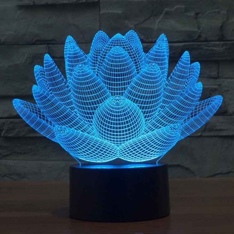 7 Color Discoloration Creative Visual Stereo Lamp Desk Lamp Night Light, Lotus Style