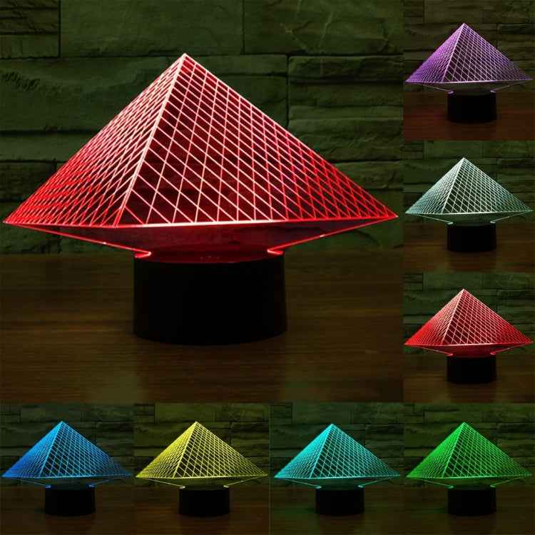 7 Colour Discoloration Creative Visual Stereo Lamp Desk Lamp Night Light, Pyramid Style