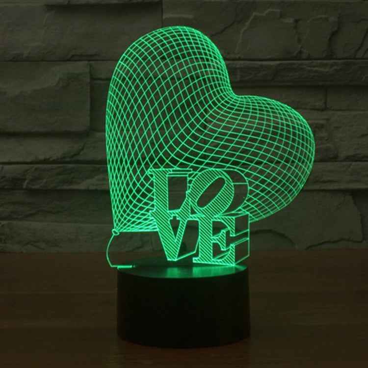 7 Colour Discoloration Creative Visual Stereo Lamp Desk Lamp Night Light, Heart and LOVE Style