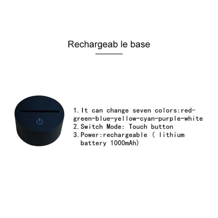 Carousel Black Base Creative 3D LED Decorative Night Light, Rechargeable with Touch Button