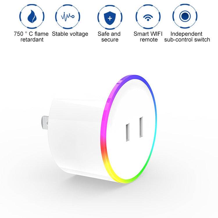 10A RGB Scene Light WiFi Remote Control Smart Socket Works with Alexa & Google Home & IFTTT, AC 100-240V, JP Plug, XS-A18