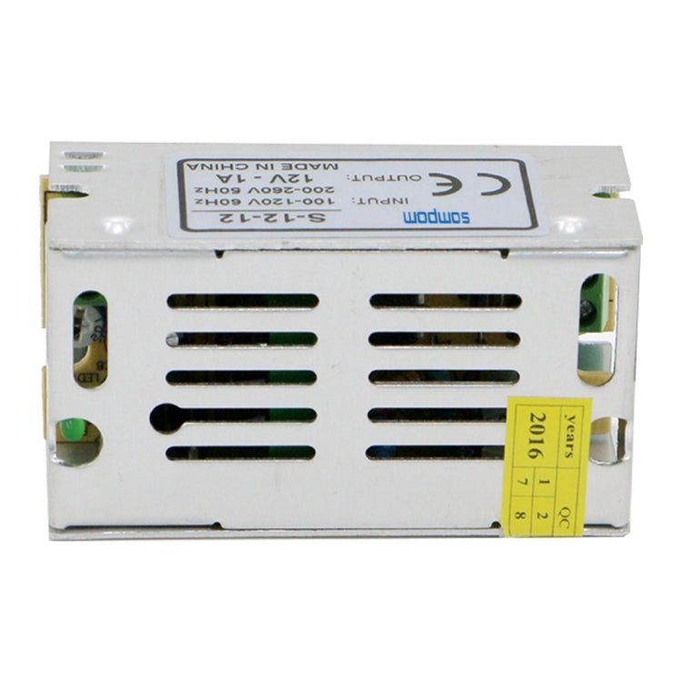 SOMPOM S-12-12 12W 12V 1A Iron Shell Driver LED Light Strip Lighting Monitor Power Supply, 12W 1A