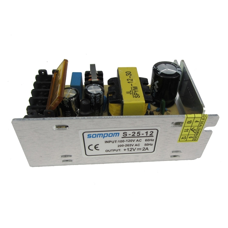 SOMPOM S-24-12 24W 12V 2A Iron Shell Driver LED Light Strip Lighting Monitor Power Supply, 24W 2A