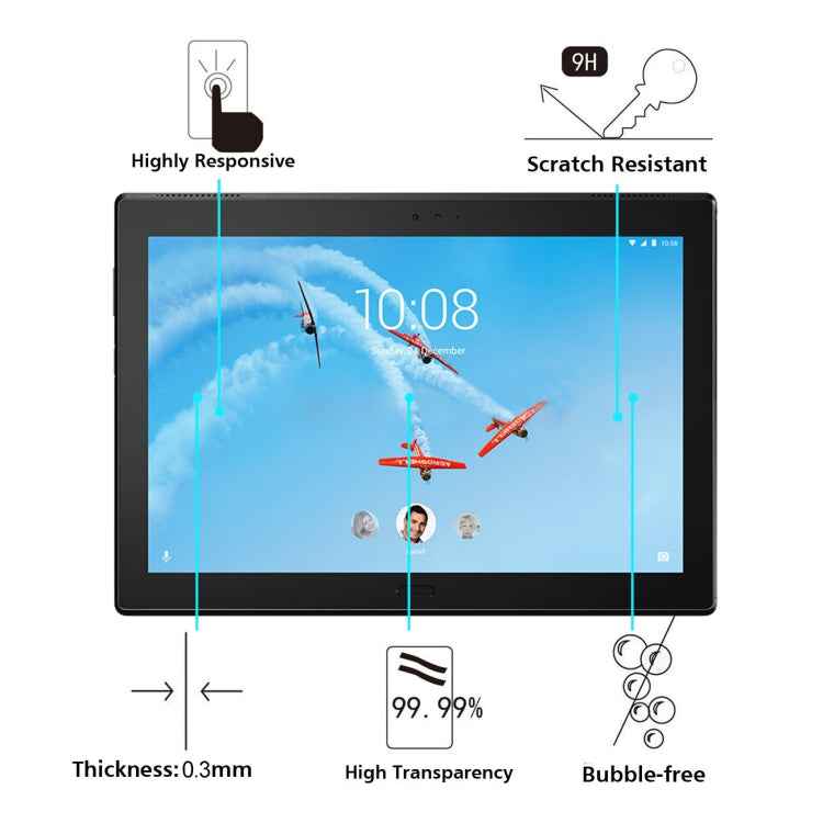 For Lenovo TAB 4 10 Plus 0.3mm 9H Hardness Tempered Glass Screen Film