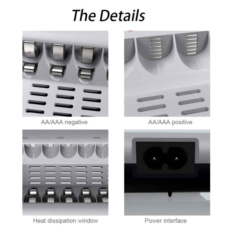 100-240V 8 Slot Battery Charger for AA & AAA Battery, UK Plug