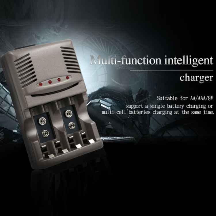 AC 100-240V 4 Slot Battery Charger for AA & AAA & 9V Ni-MH Battery, EU Plug