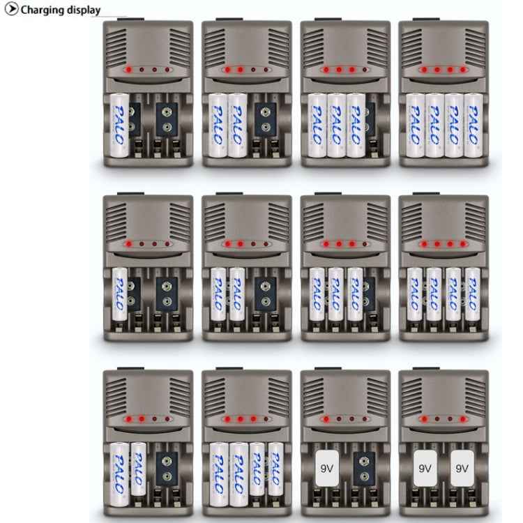 AC 100-240V 4 Slot Battery Charger for AA & AAA & 9V Ni-MH Battery, UK Plug