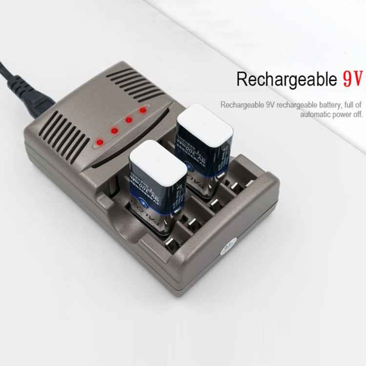 AC 100-240V 4 Slot Battery Charger for AA & AAA & 9V Ni-MH Battery, UK Plug