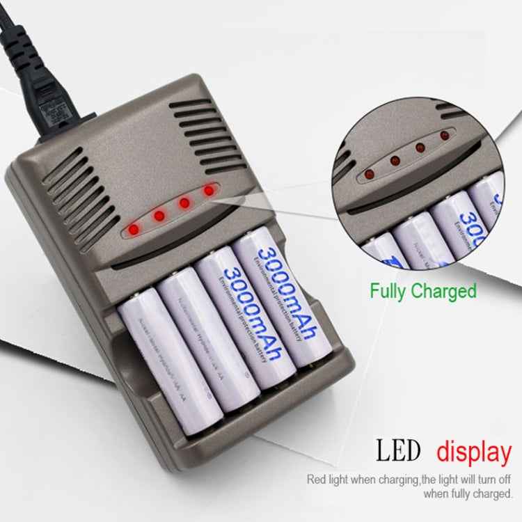 AC 100-240V 4 Slot Battery Charger for AA & AAA & 9V Ni-MH Battery, UK Plug