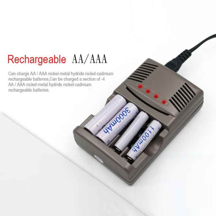 AC 100-240V 4 Slot Battery Charger for AA & AAA & 9V Ni-MH Battery, UK Plug