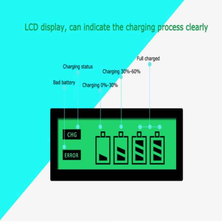 AC 100-240V 4 Slot Battery Charger for AA & AAA Battery, with LCD Display, US Plug