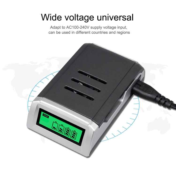 AC 100-240V 4 Slot Battery Charger for AA & AAA Battery, with LCD Display, US Plug