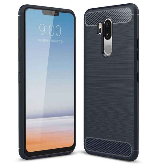 For LG G7 ThinQ Brushed Texture Carbon Fiber Shockproof TPU Protective Back Case