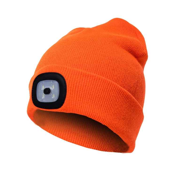 Unisex Warm Winter Polyacrylonitrile Knit Hat Adult Head Cap with 4 LED Lights, Button Battery