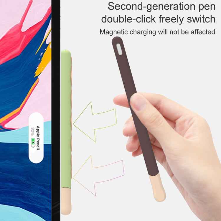 LOVE MEI For Apple Pencil 2 Stripe Design Stylus Pen Silicone Protective Case Cover