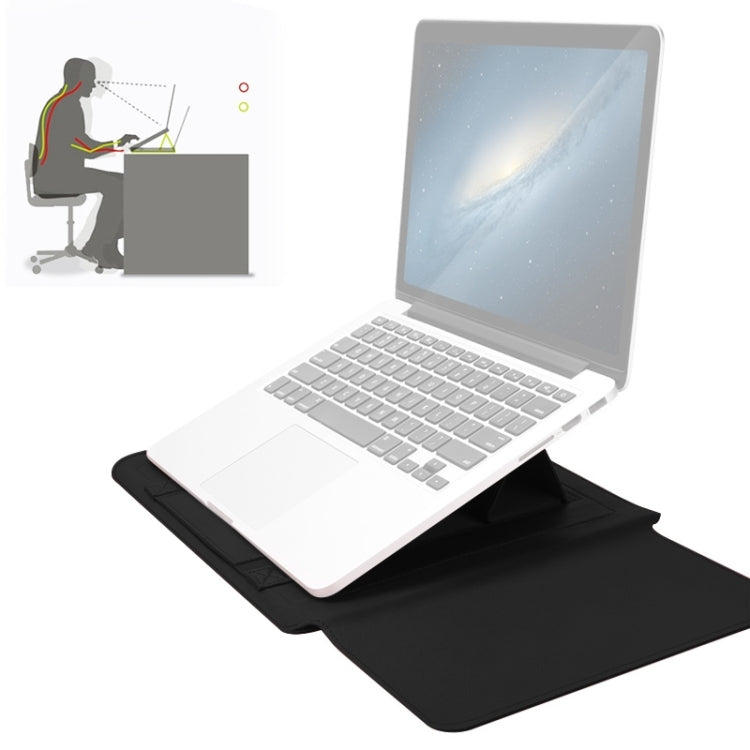 4 in 1 Universal Waterproof PU Leather Laptop Liner Bag with Handle & Stand & Pen Holder + 2 Winders + Mouse Bag + Charger Bag Set for 17 inch Laptops, 17 inch
