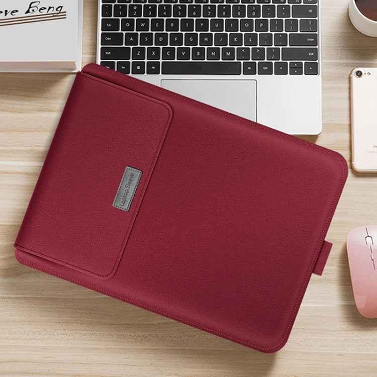 4 in 1 Universal Waterproof PU Leather Laptop Liner Bag with Handle & Stand & Pen Holder + 2 Winders + Mouse Bag + Charger Bag Set for 17 inch Laptops