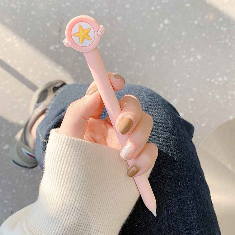 Cute Cartoon Silicone Protective Cover for Apple Pencil 1(Five-pointed Star Pink)