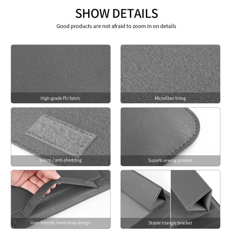 4 in 1 Universal Waterproof PU Leather Laptop Liner Bag with Handle & Stand & Pen Holder + 2 Winders + Mouse Bag + Charger Bag Set for 11/12 inch laptops, 11 / 12 inch, 11/12 inch