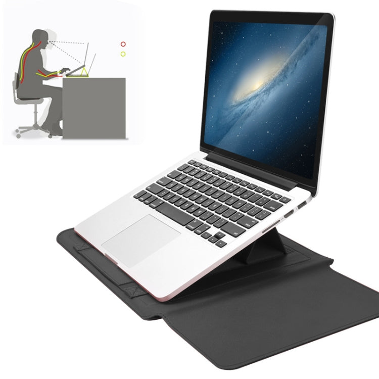 4 in 1 Universal Waterproof PU Leather Laptop Liner Bag with Handle & Stand & Pen Holder + 2 Winders + Mouse Bag + Charger Bag Set for 11/12 inch laptops, 11 / 12 inch, 11/12 inch